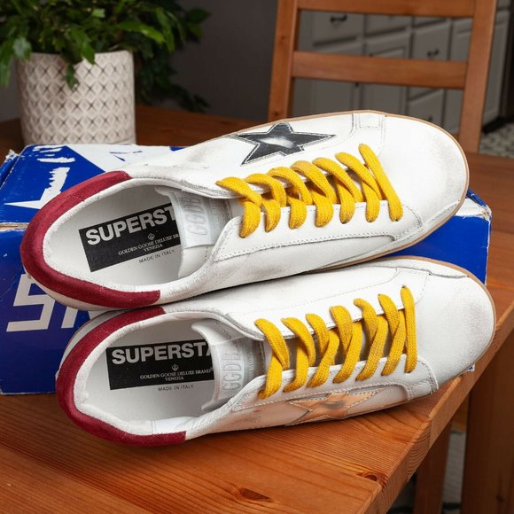 Golden Goose Sneakers Distressed White Crack Silver Superstar - Size 40 - Picture 7 of 11